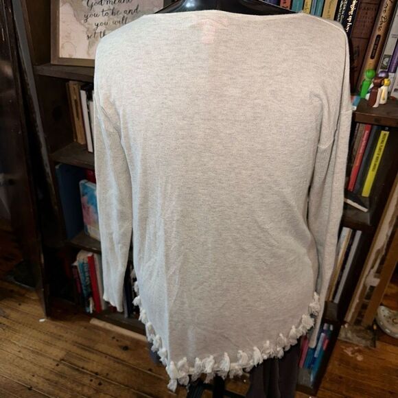 Lilly Pulitzer Ferrera cream tasseled S drape neck sweater - Picture 3 of 5